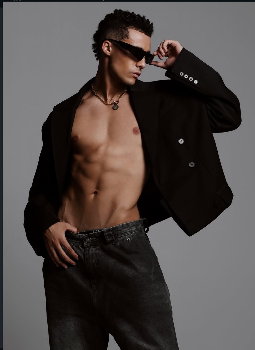 Open blazer studio portrait