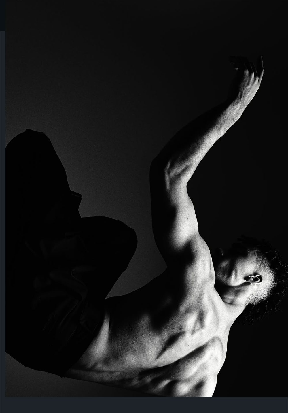 Falling pose black and white